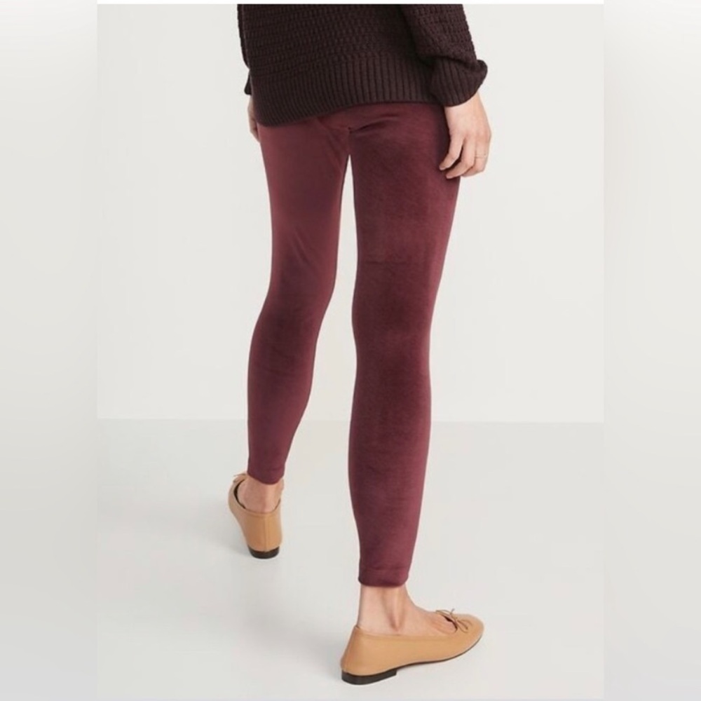 NWT Old Navy Maroon Velvet Leggings - Picture 4 of 8